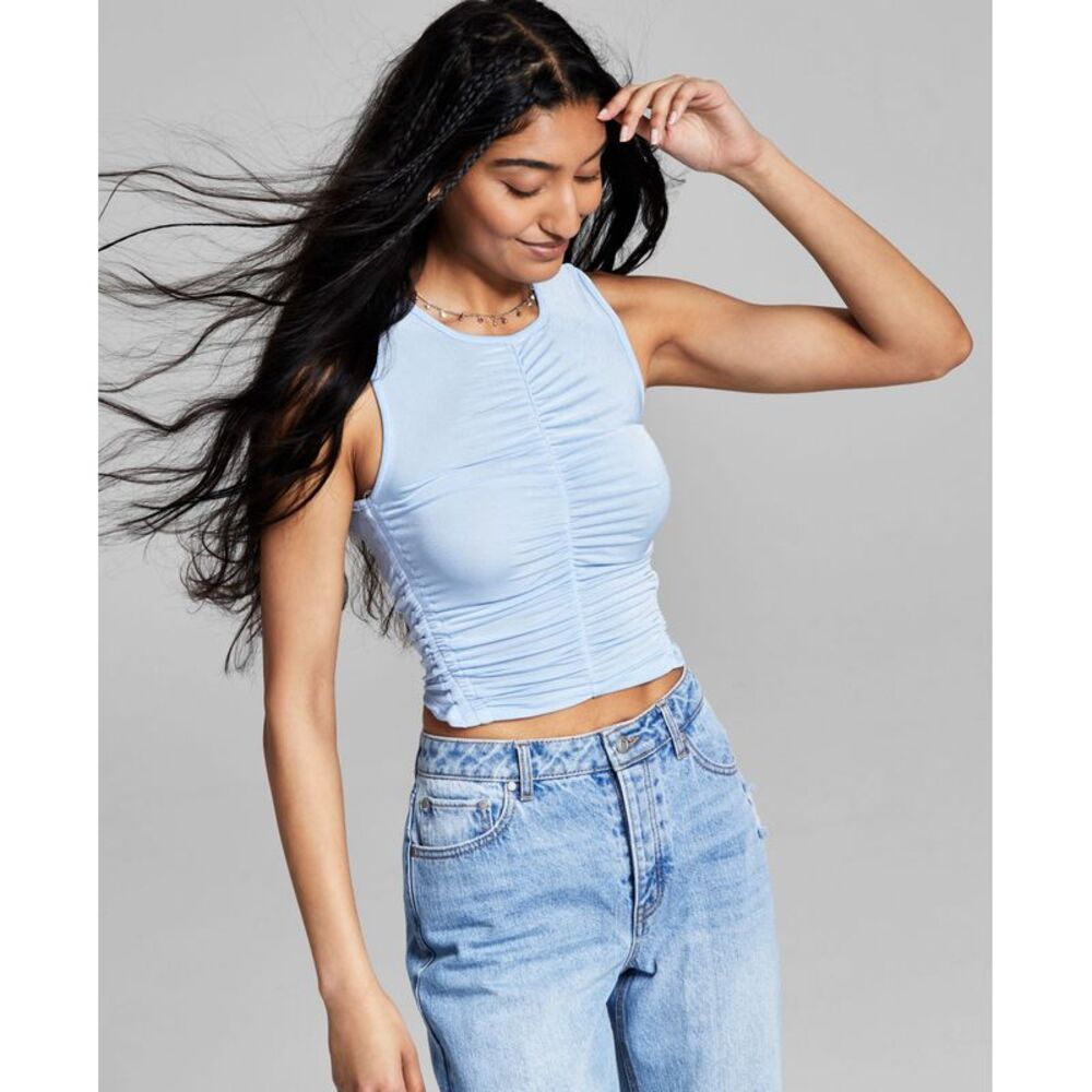 And Now This Now This Womens Ruched Tank Top